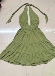 Olive Green Ruched Bodycon Mini Dress