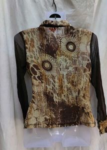 Brown Patterned Sheer Top