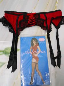 (1034)Red & Black Lace Garter Belt