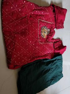 Combo Of 2 Kurta Set Floral Pink &amp; Green Suit