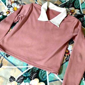 Pink Ribbed Long Sleeve Top