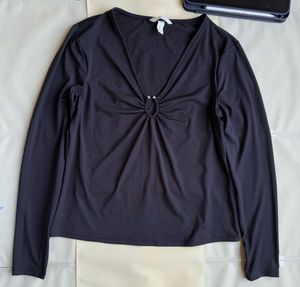 H&m Elegant Black Long Sleeve Top