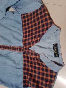 Blue Plaid Accent Button-Down