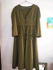 Olive Green Button-Down Dress