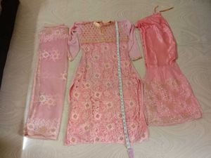 Pink  Embroidery Garara With Dupatta