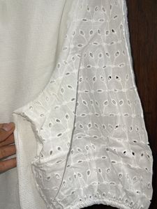 White Eyelet Sleeve Top