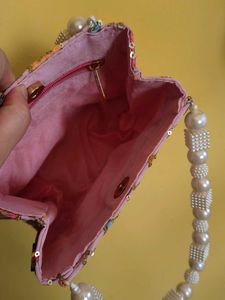 Pink Embroidered Handbag