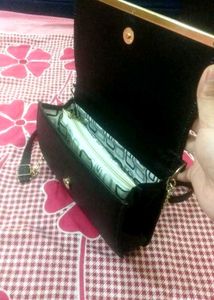 Black Clutch with Gold Chain