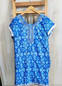 Blue Printed Cotton Kurta size-46-48