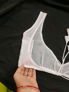 georgette sheer blouse backless