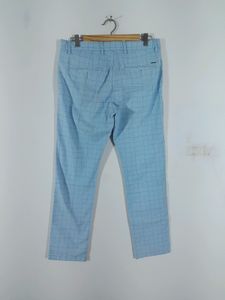 Light Blue Checks Cotton Pant (Men&#39;s)