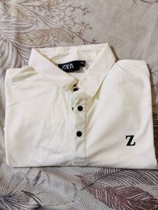 Zara White Polo Shirt - Size M