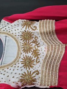 Elegant Pink &amp; Gold Anarkali Dress