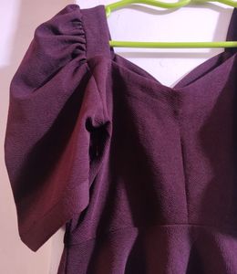 WoowZerz Burgundy Peplum Top