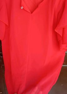 ❤️ Elegant Red Net Half-Sleeve Top for Women ❤️