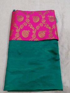Elegant Green & Pink Saree Fabric