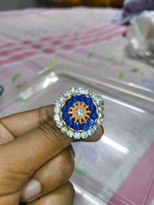 Statement Blue and Clear Beaded Ring