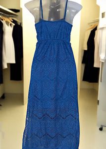 Pintrest Chochet Blue Lace Midi Dress