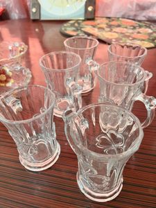 Set of Six Vintage Glass Mugs