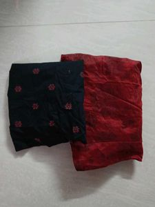 Floral Print Black Kurta With Maroon Coat