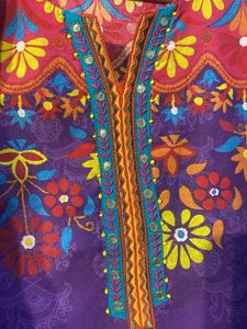 Beautiful Embroidered Cotton Kurti With Mirror