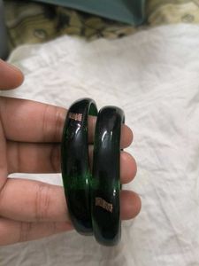 Green glass Bangle Set