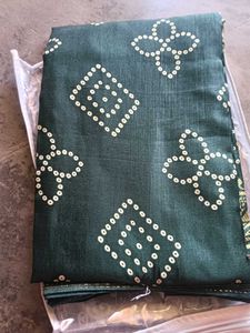 Silk Green Bandhani Saree with Elephant Border