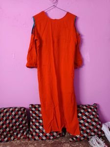 Elegant Orange Embroidered Kurta