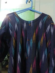 katki cotton kurta / kurti navy blue multicolour