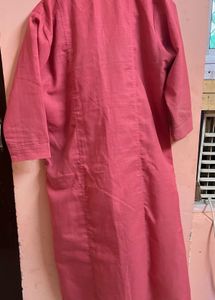 Pink Straight Collar Kurta For Office Wear