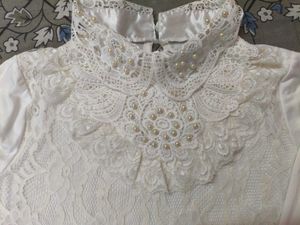 Elegant Pearl &amp; Lace Blouse