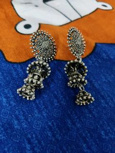 Ethnic Silver Jhumkas + Cute Star Studs(Free)