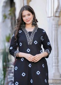 Black Printed Kurta