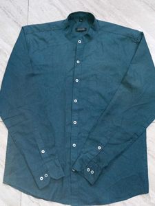 Stylish Green Band Collar Shirt