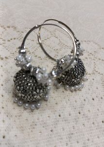 Silver Jhumka Hoop Earrings