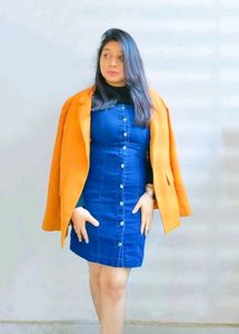✨ Discount ✨RIO Denim Dungaree Dress with Side Poc