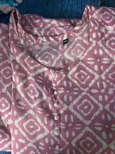 Pink Ankle Length Flared Dress