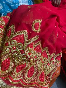 Red Embroidered Saree