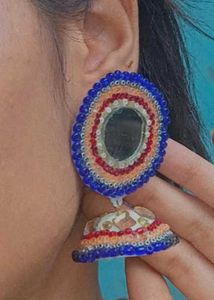 Boho Multicolored Beaded Mirror Jhumka Earrings