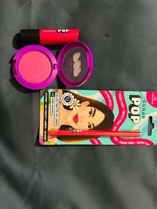 Sugar ,Pink Blush Lipstick And Liner( 3 combo Set)