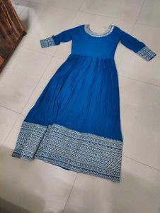 Elegant Blue Ethnic Anarkali Gown with dupatta