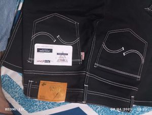 Black Cargo Pants with White Stitching