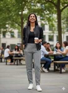 🏁 M&amp;S Metro Check Trousers – Street Chic! 🖤💛