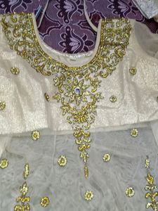 Designer Net Fabric Kurti With Stone Work