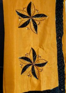 Mustard Black Combination Saree