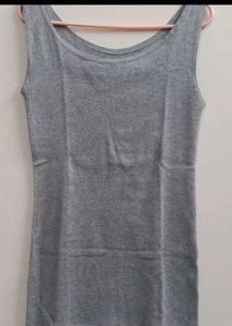 Gray And White Pattern Sleeveless Tank Top Dress