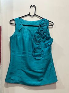 Teal Sleeveless Corset Top