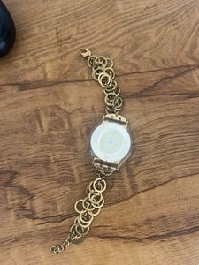 Vintage Swatch Watch with Gold Band (Not Working)
