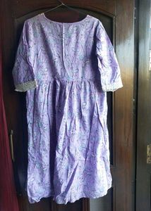 Lavender Floral Dress with Lace Detail