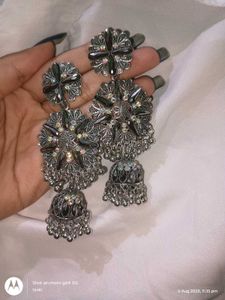 long hanging earrings ethnic with stones